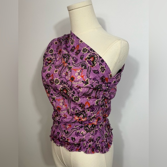 New! SMYTHE Asymmetrical One Shoulder Top in Violet Bandana Sz‎ 2 $350 - Picture 5 of 6
